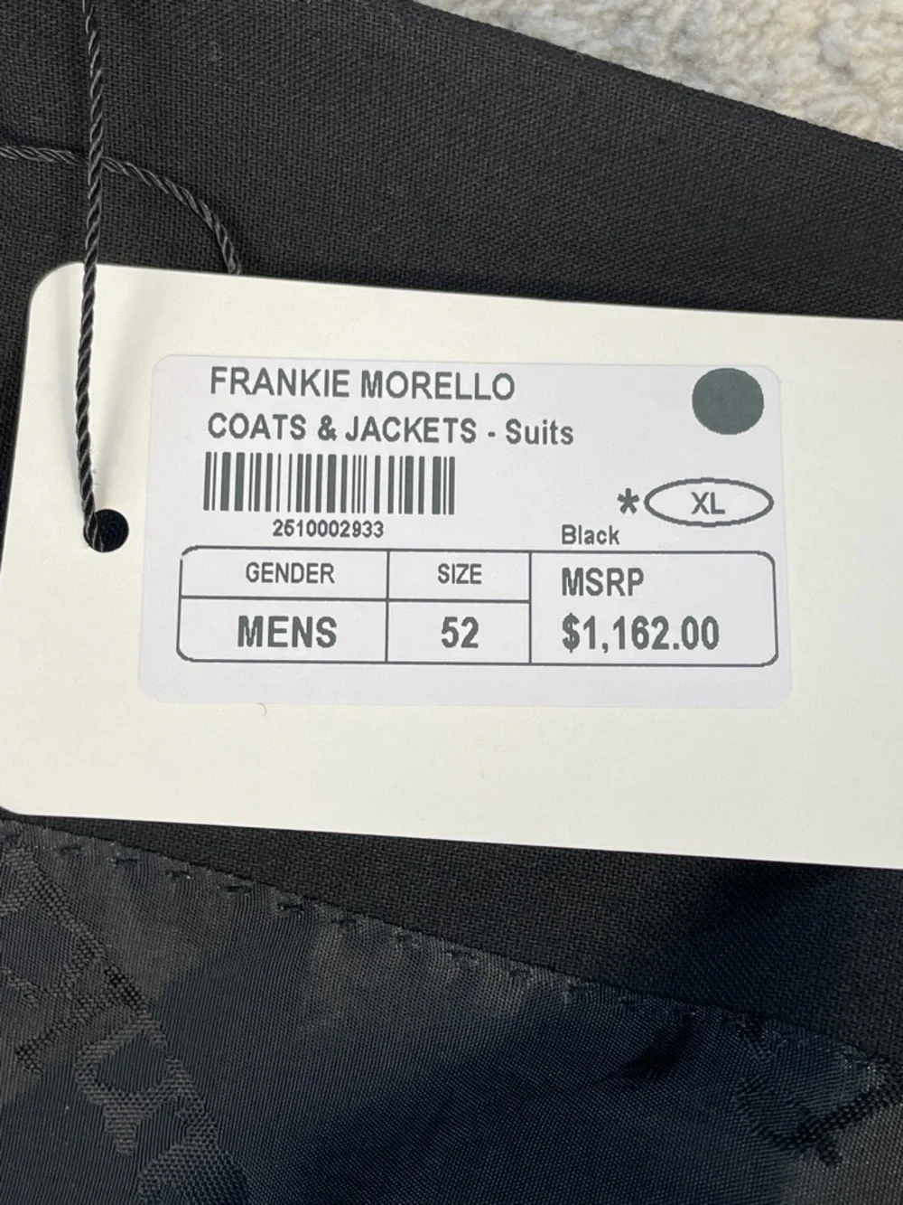 NWT Frankie Morello Cotton Blend Suit Business Wedding Black Sz 52